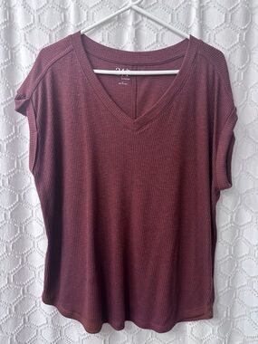 Maurice’s Burgundy 24/7 Berkley V Neck Short Sleeve Tee